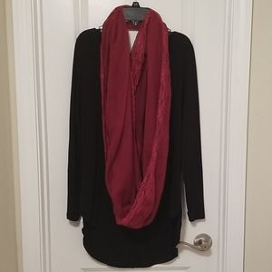 Infinity scarf in wine burgundy lace & linen